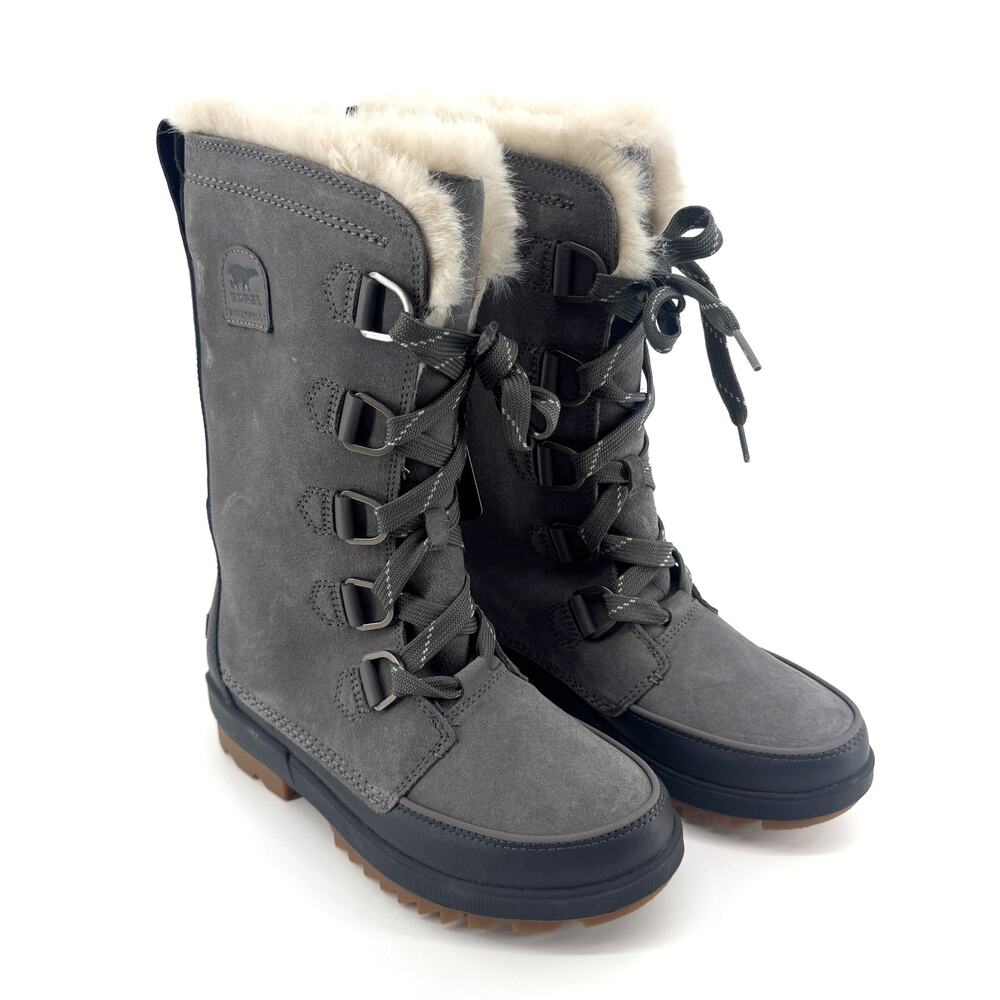 Sorel Tivoli IV Tall Waterproof Lace-Up Boots Womens 8 NEW Quarry Gray Winter